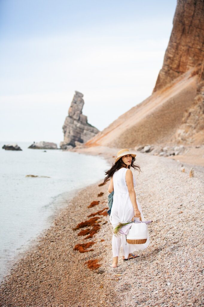 woman, walking by the beach, beach, sea, walking by the sea, white dress, nature, landscape, woman, woman, woman, woman, woman, beach, beach, beach, nature